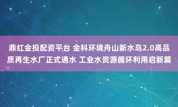 鼎红金投配资平台 金科环境舟山新水岛2.0高品质再生水厂正式通水 工业水资源循环利用启新篇